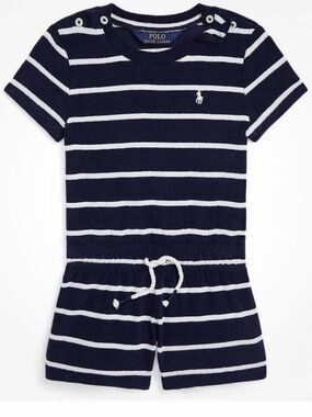 Polo by Ralph Lauren Navy & White Striped Terry Short Romper